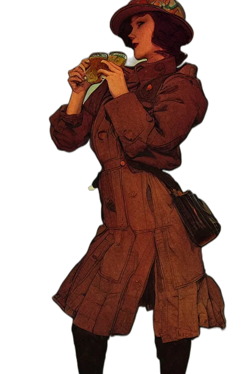 jacket, staff, umbrella, face transparent PNG cut-out