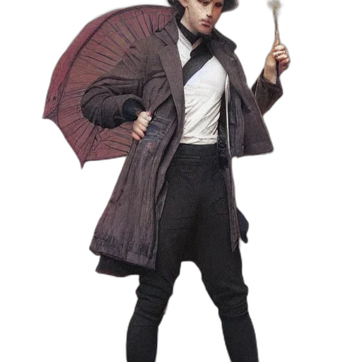 umbrella, staff, jacket, hat transparent PNG cut-out