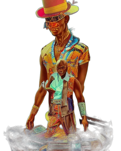 weapon, concept art, comic book art, watercolor, cyberpunk, colorful, neon, pastel transparent PNG cut-out