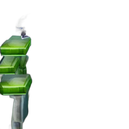 bottle, staff, 3d render, concept art, green, cucumber, jump, run transparent PNG cut-out