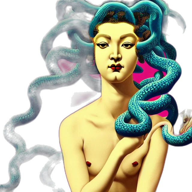 jewelry, hair, creature, vaporwave, fantasy art, concept art, 3d render, pastel transparent PNG cut-out