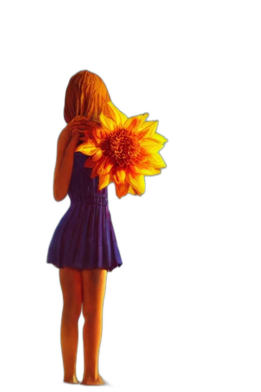 flower, dress, photorealistic, 3d render, oil painting, concept art, golden, colorful transparent PNG cut-out