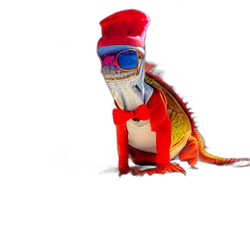 dragon, animal, hat, creature, 3d render, concept art, photorealistic, red transparent PNG cut-out