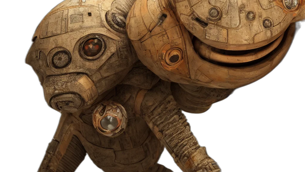 robot, 3d render, concept art, photorealistic transparent PNG cut-out