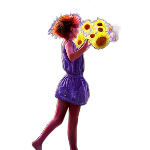 dress, umbrella, flower, staff, concept art, 3d render, photorealistic, watercolor transparent PNG cut-out
