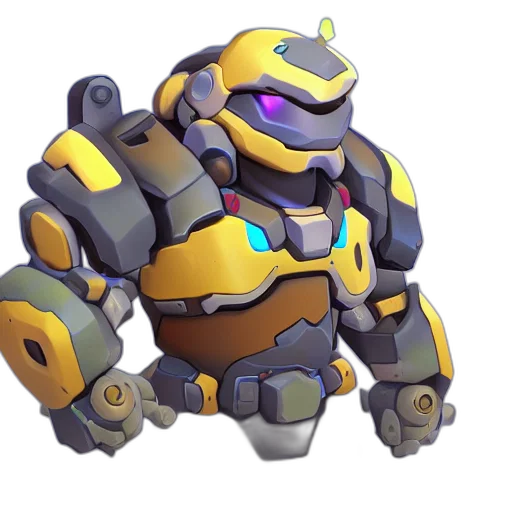 robot, weapon, animal, concept art, 3d render, pixel art, golden, head transparent PNG cut-out
