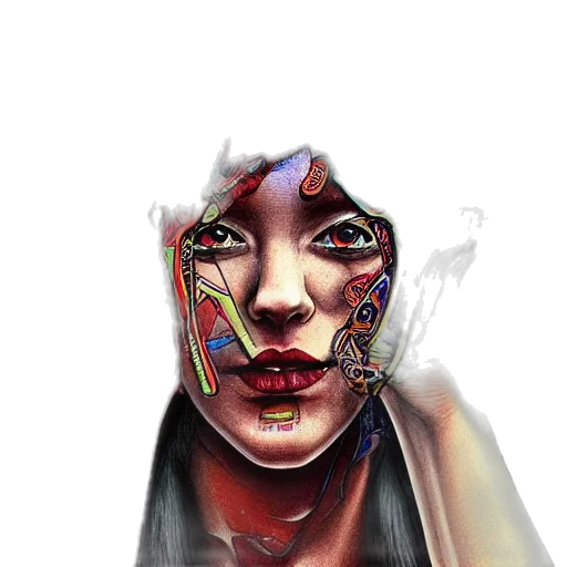 mask, face, robot, jewelry, cyberpunk, concept art, fantasy art, photorealistic transparent PNG cut-out