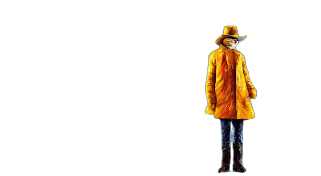 jacket, hat, animal, concept art, pixel art, photorealistic, comic book art, snow transparent PNG cut-out