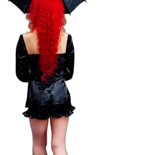 umbrella, jacket, dress, hat, concept art, red, anime, girl transparent PNG cut-out