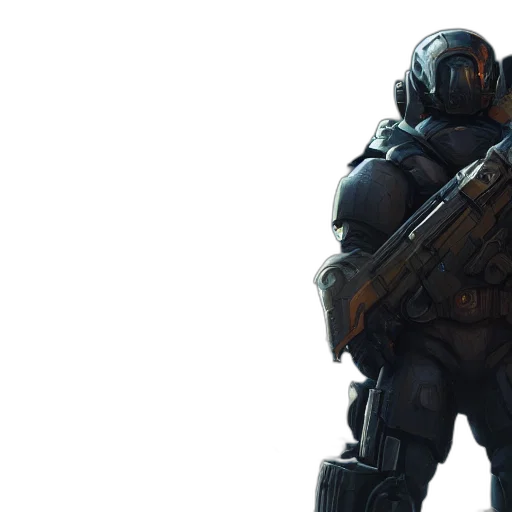 robot, weapon, concept art, 3d render, cyberpunk, fantasy art, outer space, blue transparent PNG cut-out