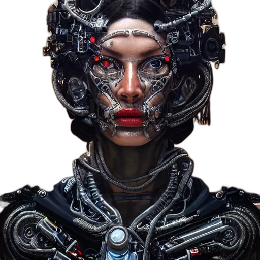 robot, face, mask, jewelry, cyberpunk, concept art, fantasy art, 3d render transparent PNG cut-out