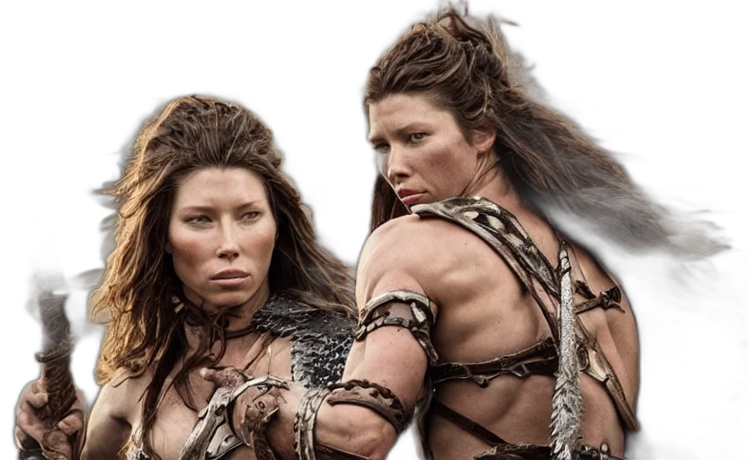 epic, photo, muscular, jessica, biel, beautiful, barbarian, warrior transparent PNG cut-out