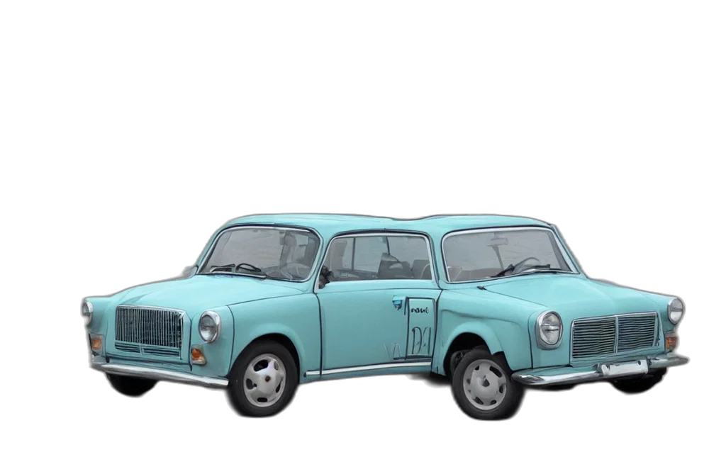 car, 3d render, photorealistic, concept art, trabant, brought, back, 2022 transparent PNG cut-out