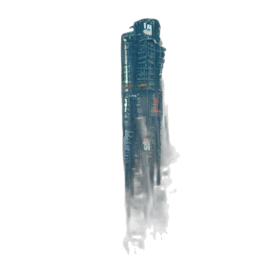 weapon, bottle, staff, building, 3d render, cyberpunk, concept art, vaporwave transparent PNG cut-out
