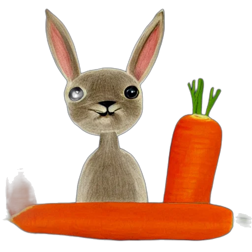 food, animal, 3d render, photorealistic, drawing, rabbit, eating, carrot transparent PNG cut-out