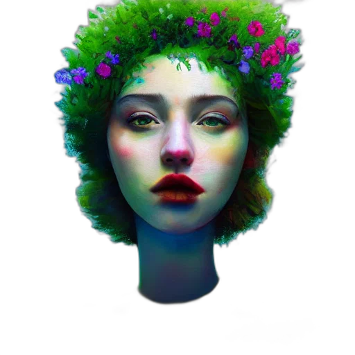 crown, face, flower, hair transparent PNG cut-out
