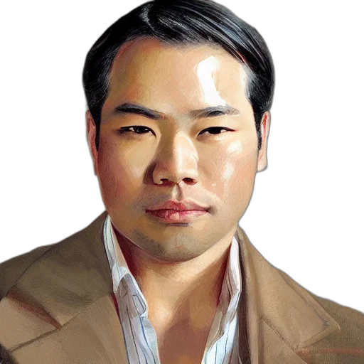 face, jacket, staff, photorealistic transparent PNG cut-out