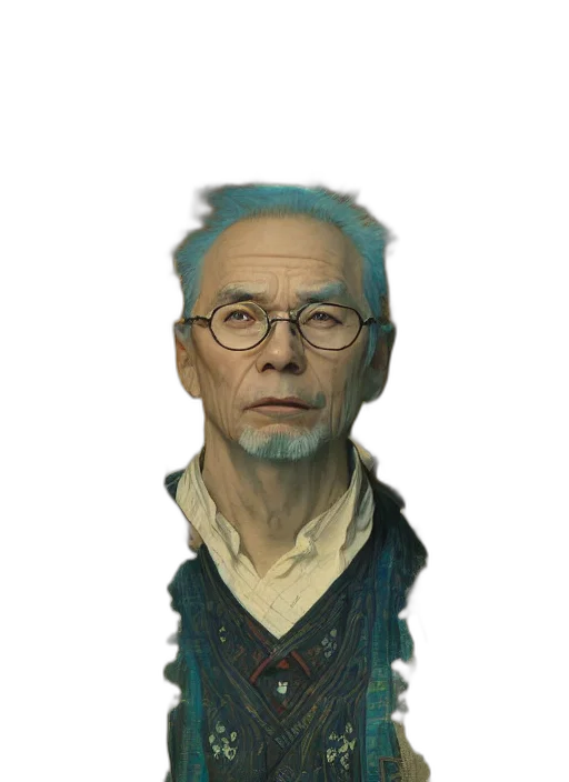 face, jacket, staff, robot, photorealistic, concept art, pixel art, cyberpunk transparent PNG cut-out