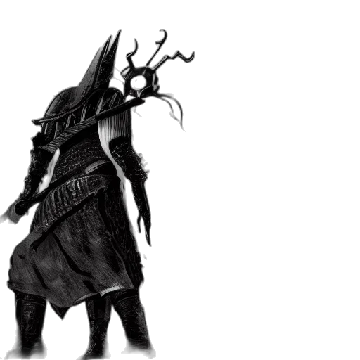 staff, creature, mask, weapon, concept art, fantasy art, 3d render, comic book art transparent PNG cut-out