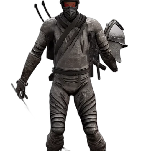 mask, staff, robot, weapon, concept art, 3d render, fantasy art, cyberpunk transparent PNG cut-out