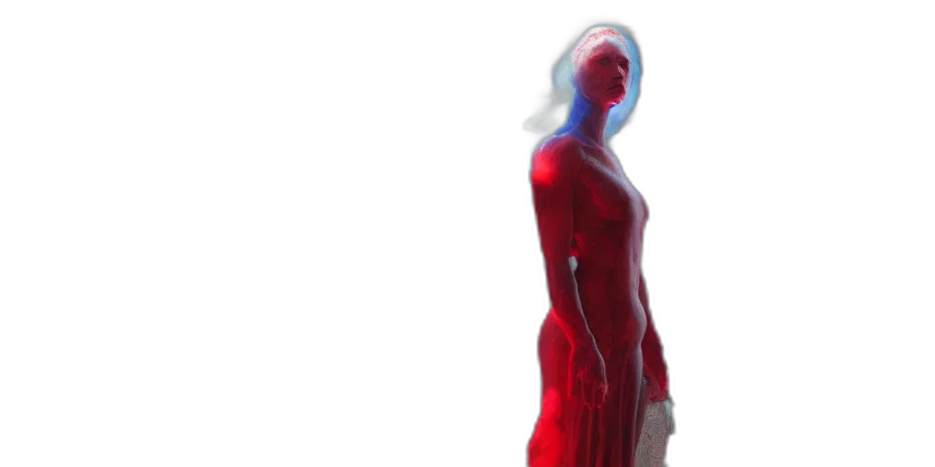 dress, robot, mask, creature, 3d render, concept art, cyberpunk, vaporwave transparent PNG cut-out