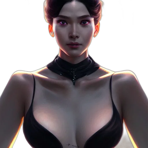 dress, jewelry, face, robot, concept art, fantasy art, cyberpunk, photorealistic transparent PNG cut-out