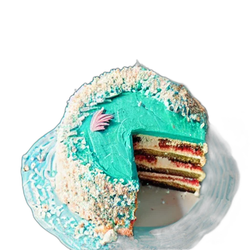 food, hat, 3d render, vaporwave, photorealistic, pastel, mermaid, cake transparent PNG cut-out