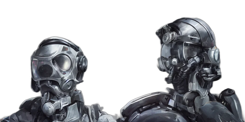 robot, mask, concept art, 3d render transparent PNG cut-out