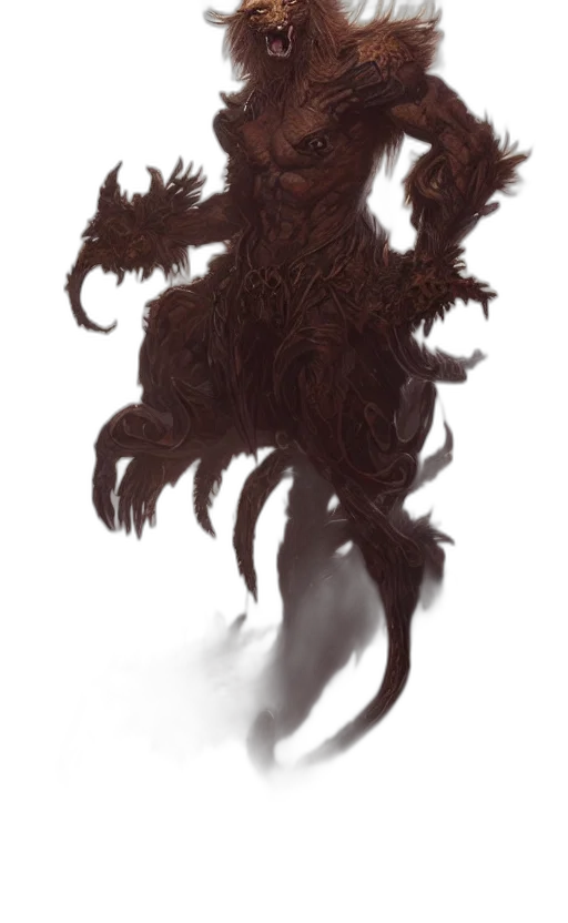 creature, dragon, hair, staff transparent PNG cut-out