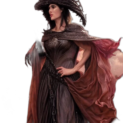 dress, dragon, hat, fantasy art transparent PNG cut-out