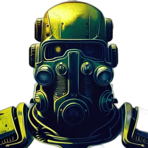 mask, robot, face, concept art, cyberpunk, comic book art, watercolor, green transparent PNG cut-out
