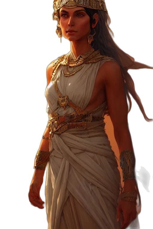 dress, jewelry, staff, fantasy art transparent PNG cut-out