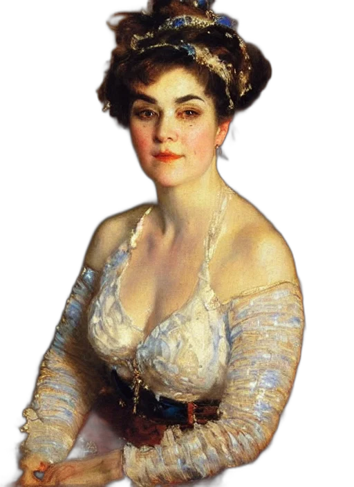 dress, face, jewelry, crown, oil painting, photorealistic, concept art, frontal transparent PNG cut-out