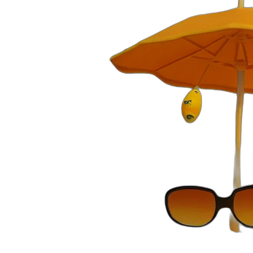 umbrella, hat, staff, 3d render transparent PNG cut-out
