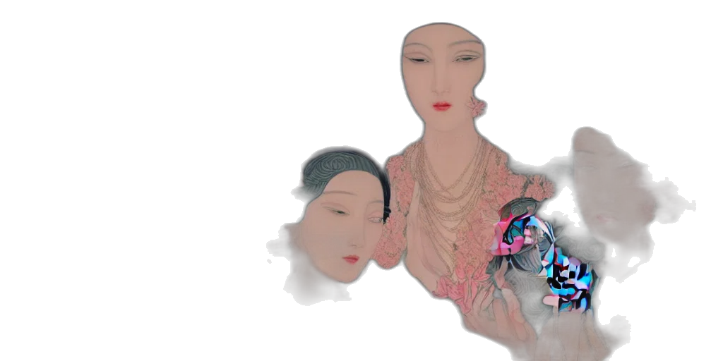 mask, jewelry, face, hat, vaporwave, 3d render, photorealistic, concept art transparent PNG cut-out