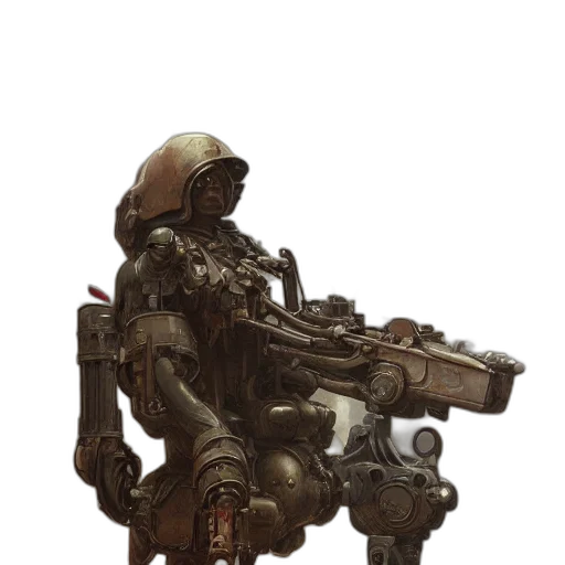 robot, weapon, staff, jacket transparent PNG cut-out