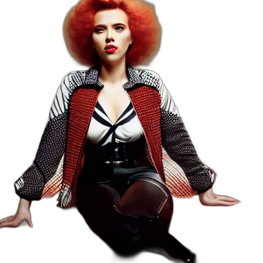 jacket, hair, dress, comic book art, concept art, photorealistic, 3d render, scarlett transparent PNG cut-out