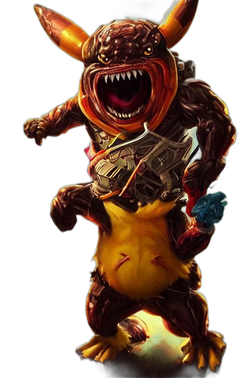 creature, robot, animal, staff, concept art, 3d render, pikachu, predator transparent PNG cut-out