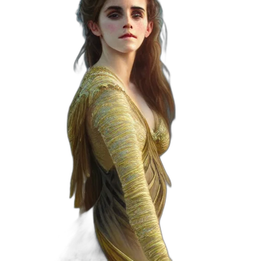 dress, staff, dragon, hair transparent PNG cut-out