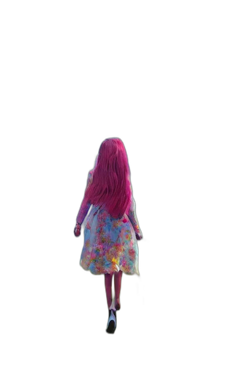 dress, hair, jacket, umbrella, 3d render, concept art, vaporwave, photorealistic transparent PNG cut-out