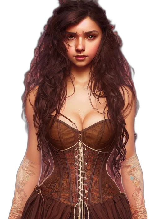 dress, jewelry, fantasy art, photorealistic, concept art, comic book art, dark, earth tones transparent PNG cut-out
