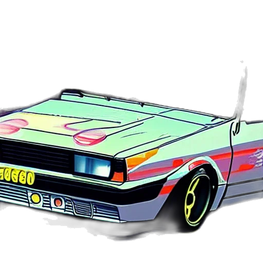 car, concept art, vaporwave, pixel art transparent PNG cut-out
