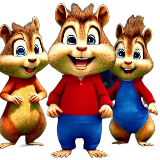 animal, 3d render, concept art, photorealistic, cartoon, alvin, chipmunks, horror transparent PNG cut-out