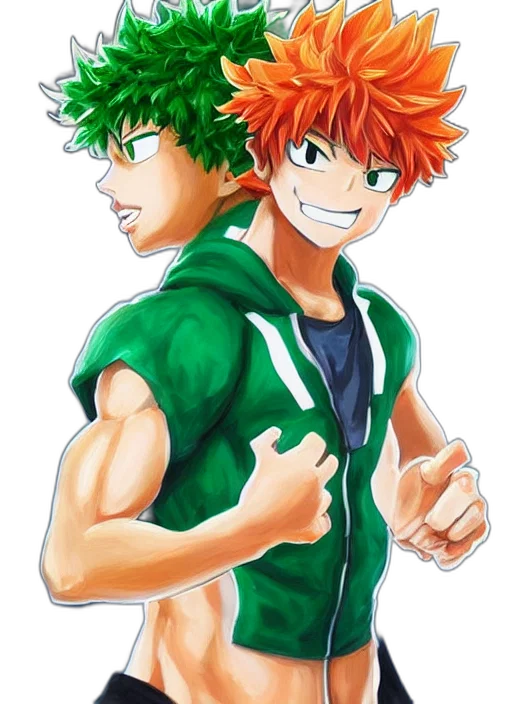 anime, comic book art, concept art, pixel art, green, izuku, midoriya, real transparent PNG cut-out
