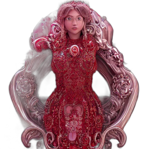 dress, crown, jewelry, concept art, fantasy art, 3d render, photorealistic, red transparent PNG cut-out