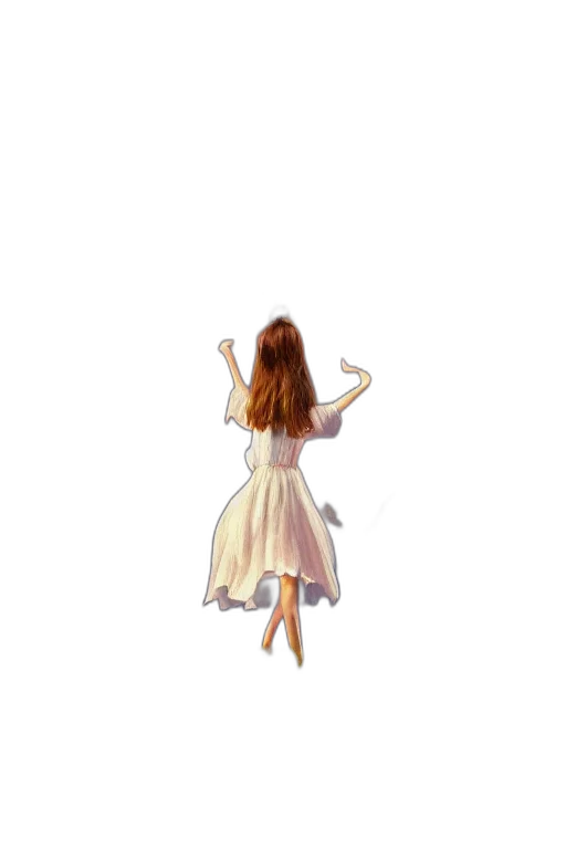 dress, hair, staff, creature transparent PNG cut-out