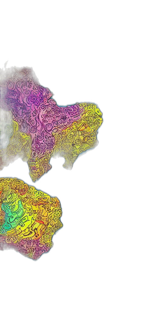 colorful, pastel, infographic, map, heavenly, realm, split, into transparent PNG cut-out