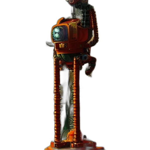 robot, staff, weapon, animal, 3d render, concept art, pixel art, cyberpunk transparent PNG cut-out