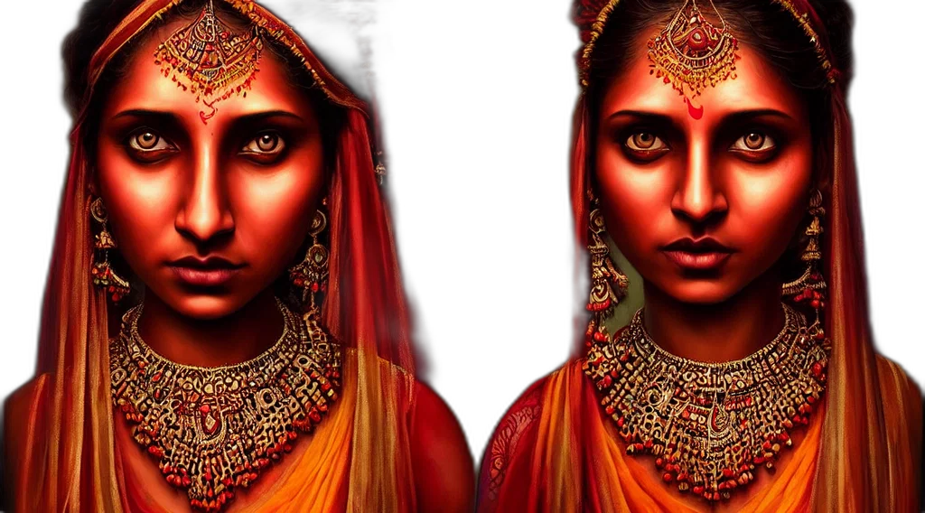 jewelry, face, photorealistic, 3d render, oil painting, concept art, red, golden transparent PNG cut-out