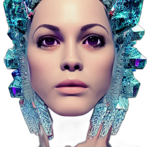 robot, crown, jewelry, face, 3d render, cyberpunk, photorealistic, concept art transparent PNG cut-out